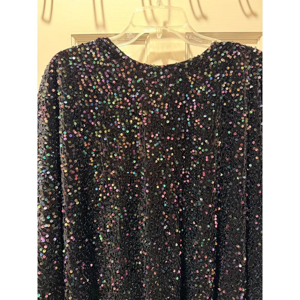 Torrid Black & Iridescent Sequined Open Ruana/Kimono Cover-up Plus Size NWT - Picture 8 of 11
